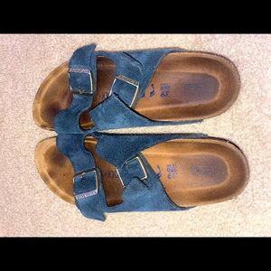 Birkenstock Arizona Blue Suede Sandals size 39